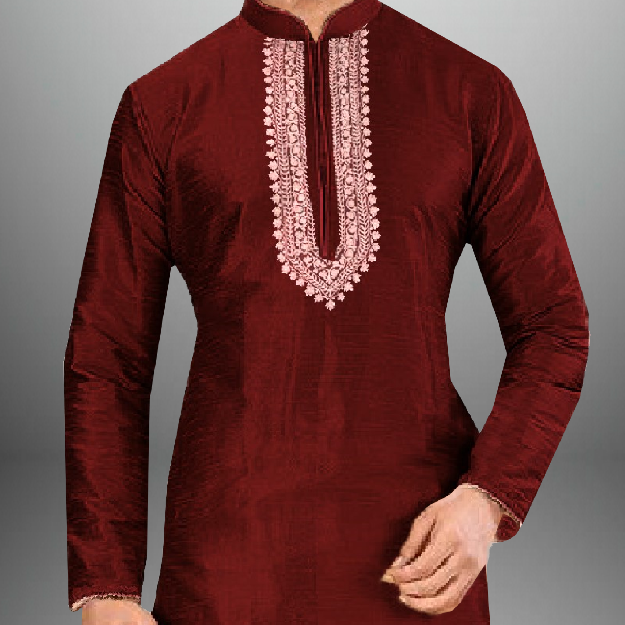 Men's Maroon Kurta with Dhoti-RMEK005