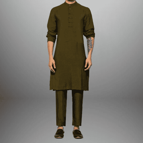 Men's Metallic Bronze Kurta with Pajama-RMEK010