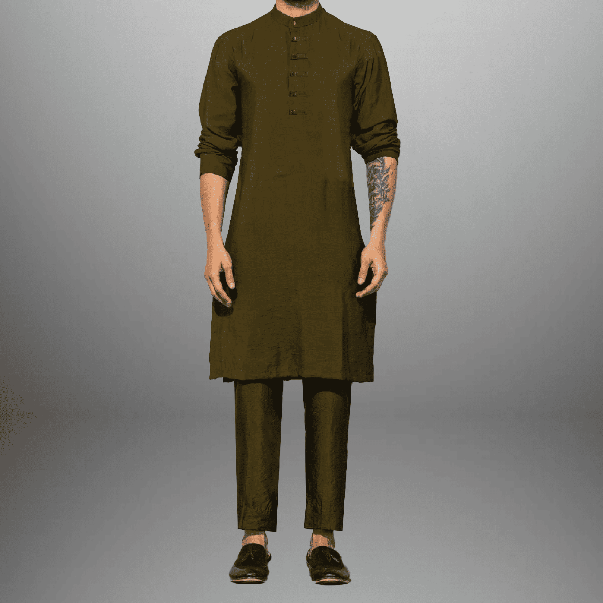 Men's Metallic Bronze Kurta with Pajama-RMEK010