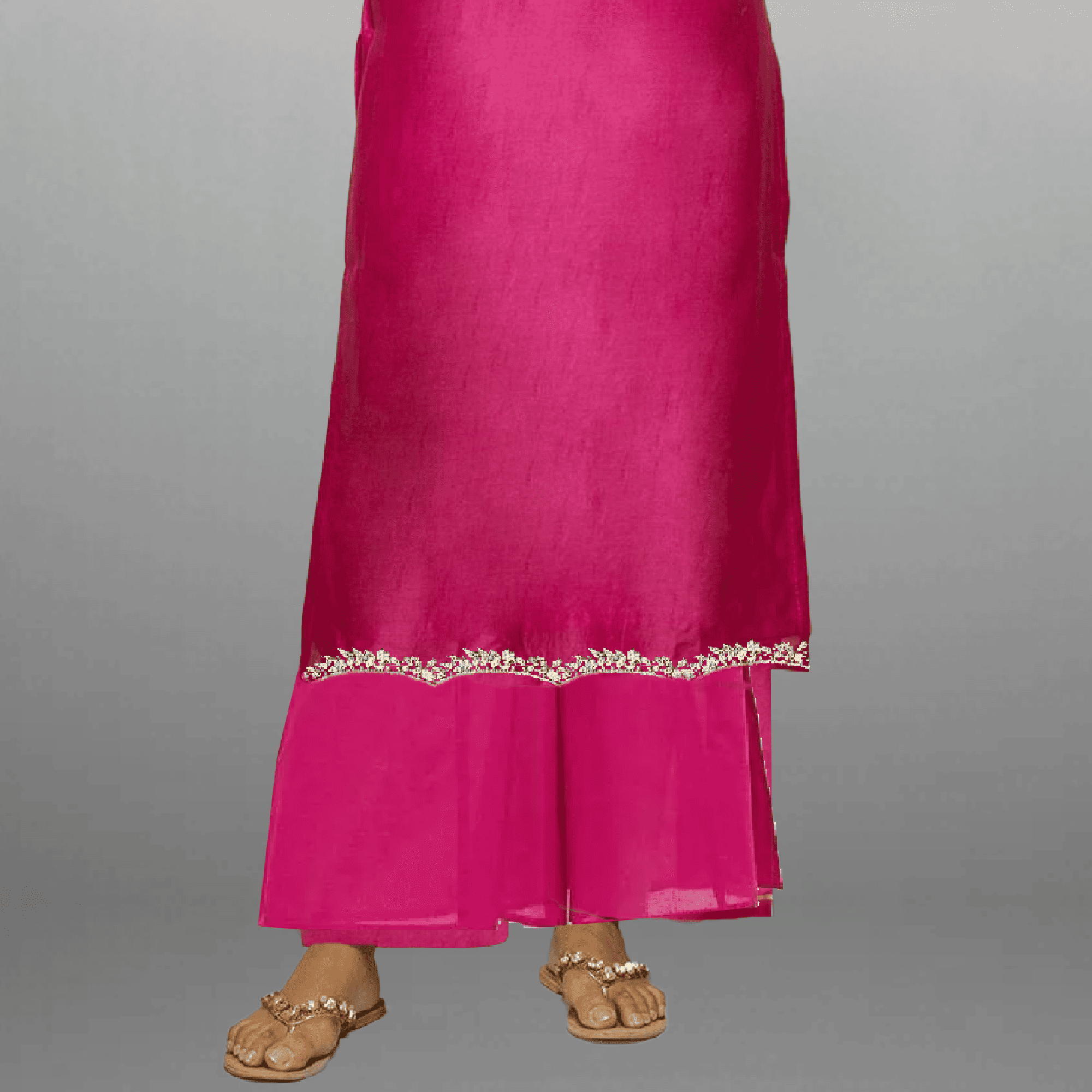 Women's Pink Kurti with Embroidery work and palazzo-RWKS029
