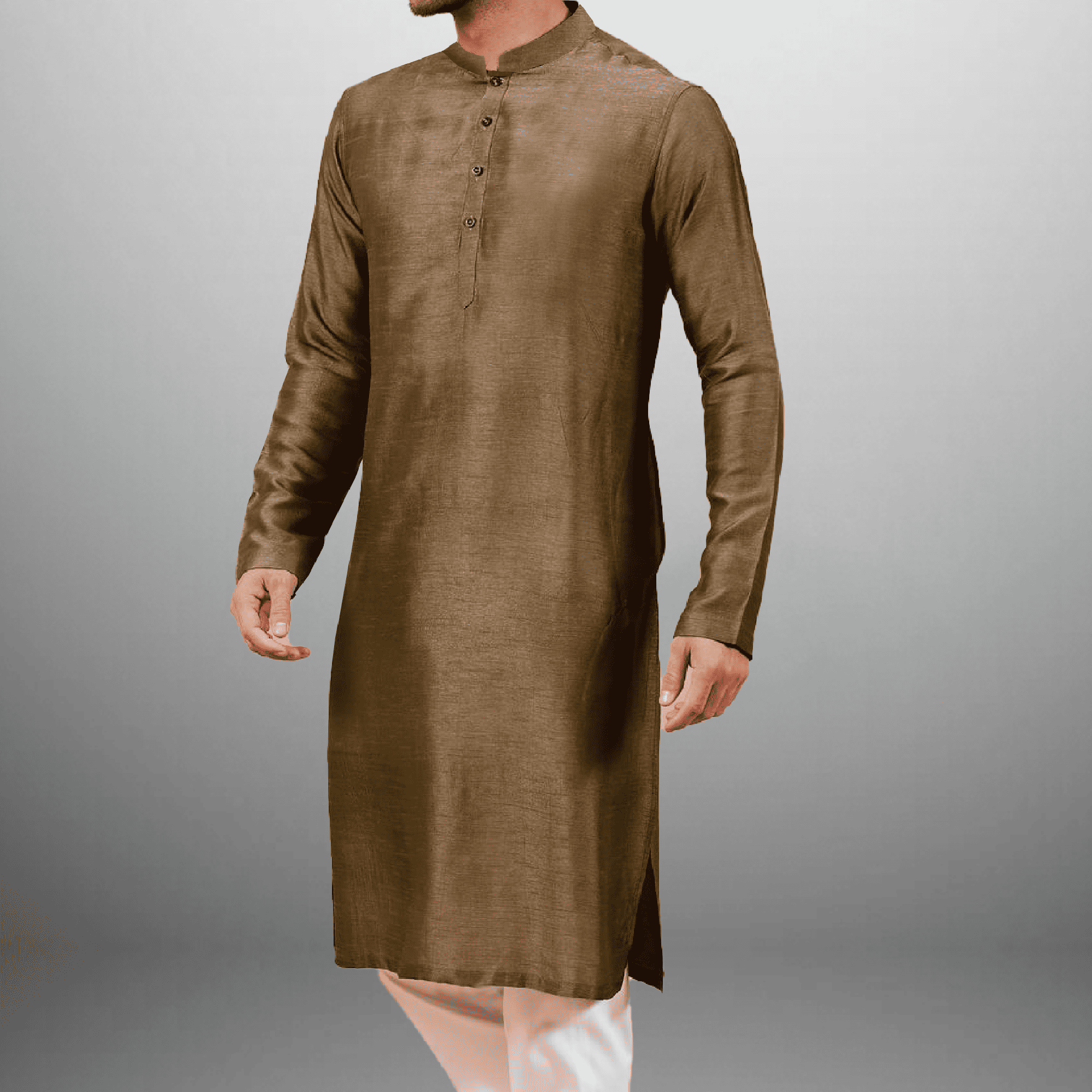 Men's Army Green Plain kurta-RMEK023