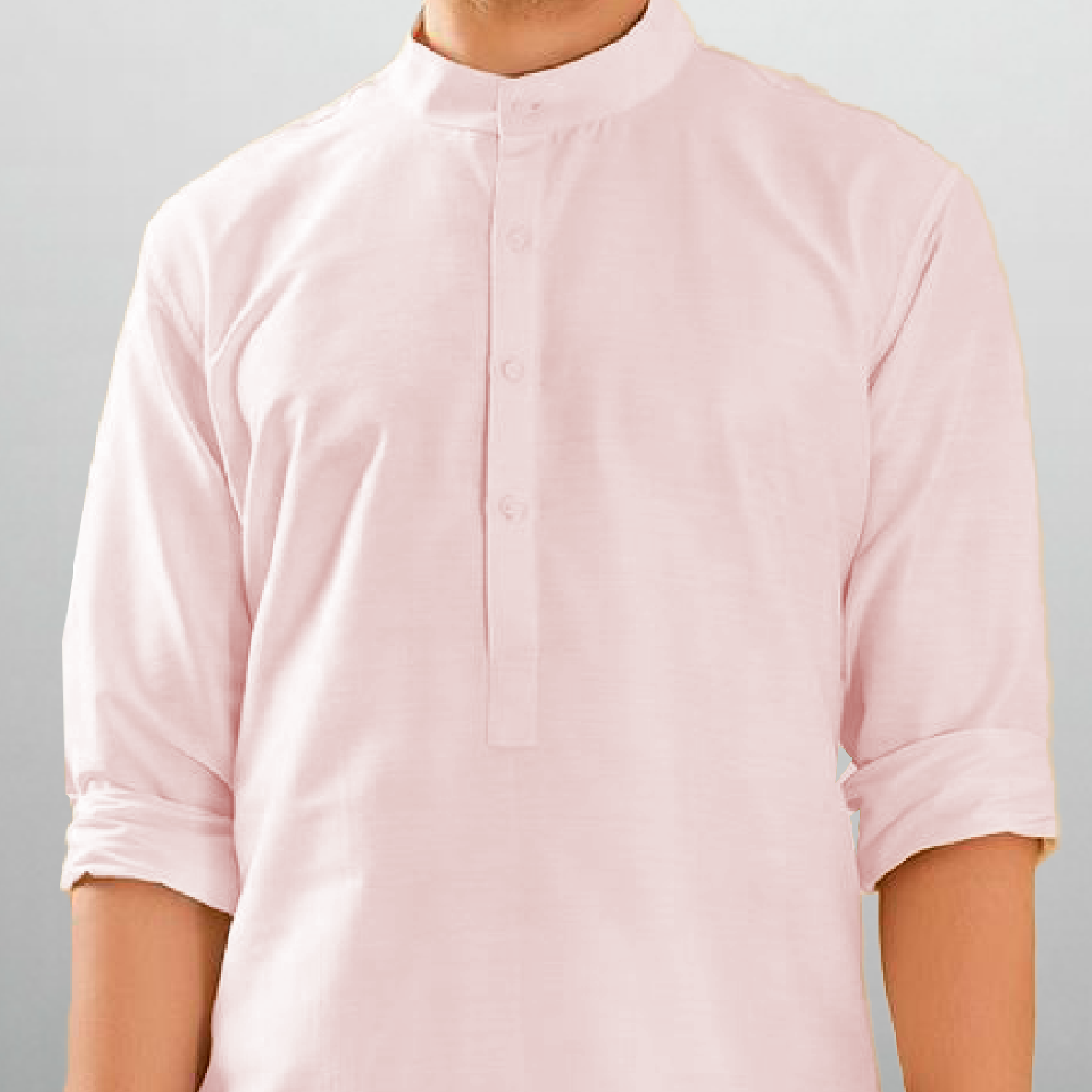 Men's Pale pink Solid kurta with buttons-RMEK022