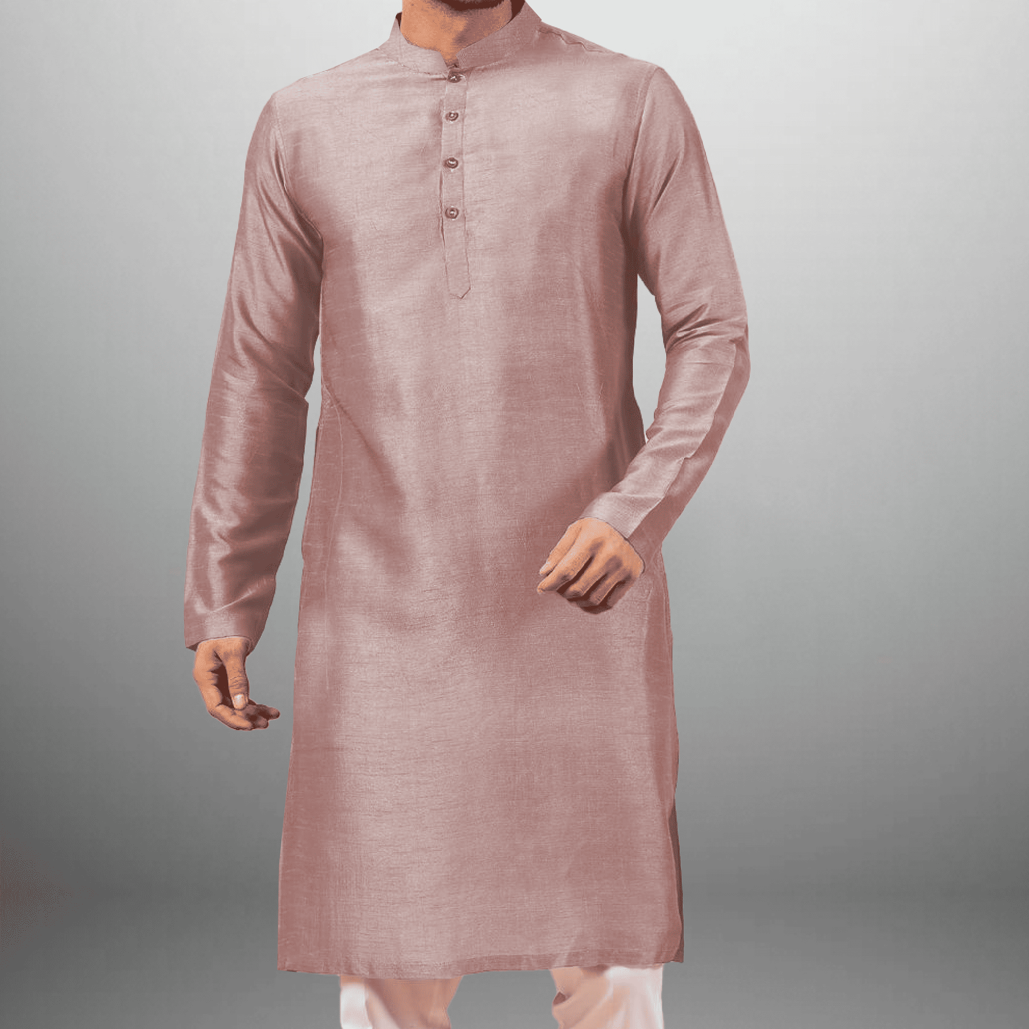 Men's flamingo Pink Plain Kurta with Buttons-RMEK027