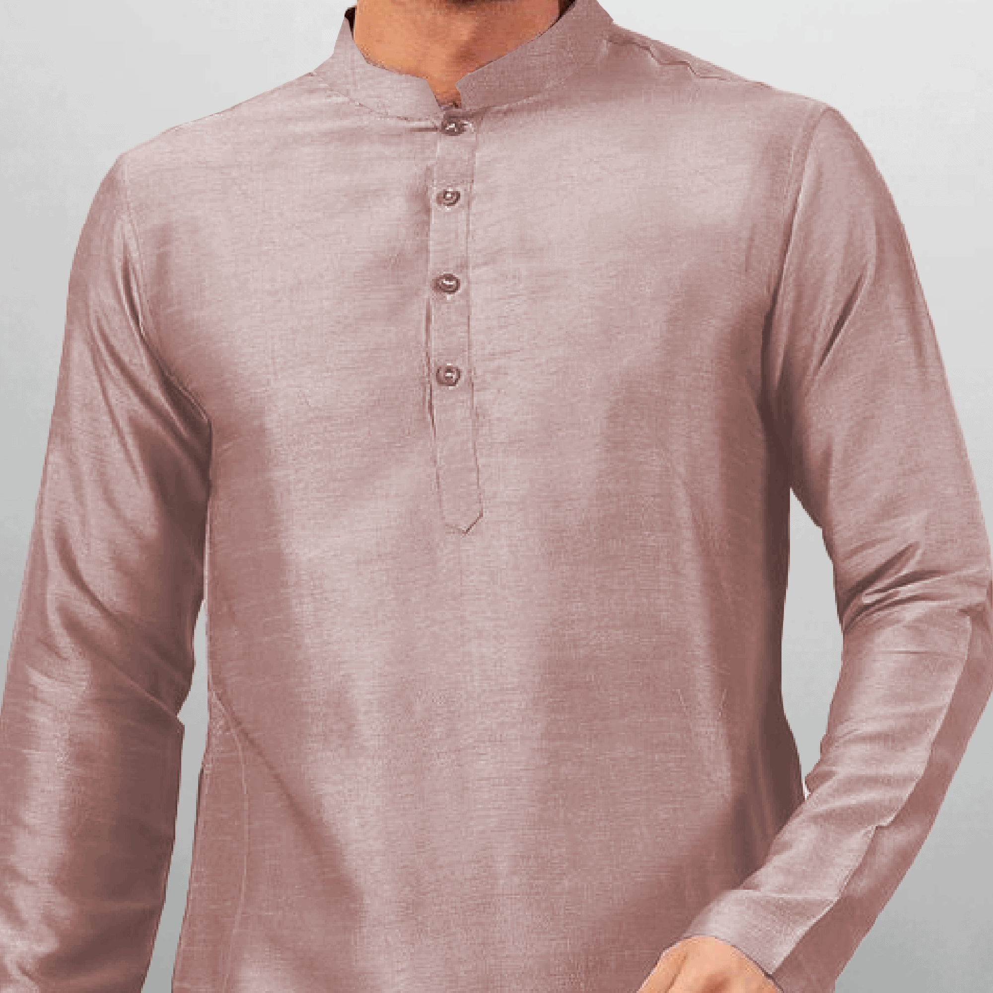 Men's flamingo Pink Plain Kurta with Buttons-RMEK027