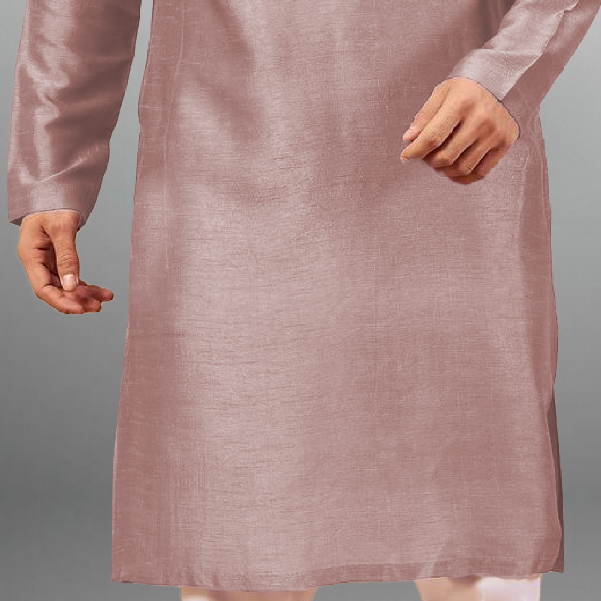 Men's flamingo Pink Plain Kurta with Buttons-RMEK027