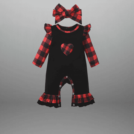 Baby Girl's Frilled Romper with a Free Hairband-RKFCTT096