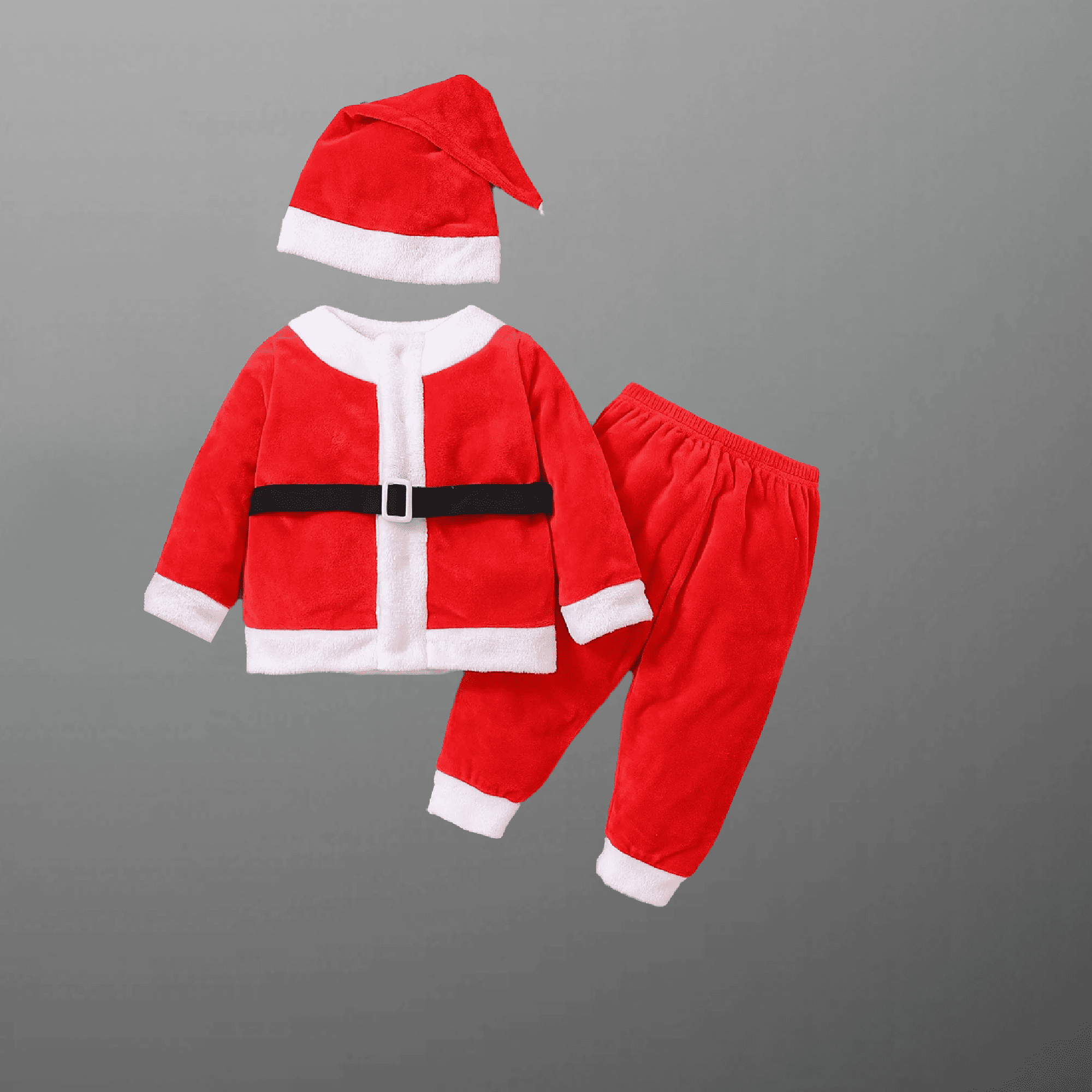 Boy's 3 Piece Set of Top, Bottom and Cap of Santa Claus Costume-RKFCW503