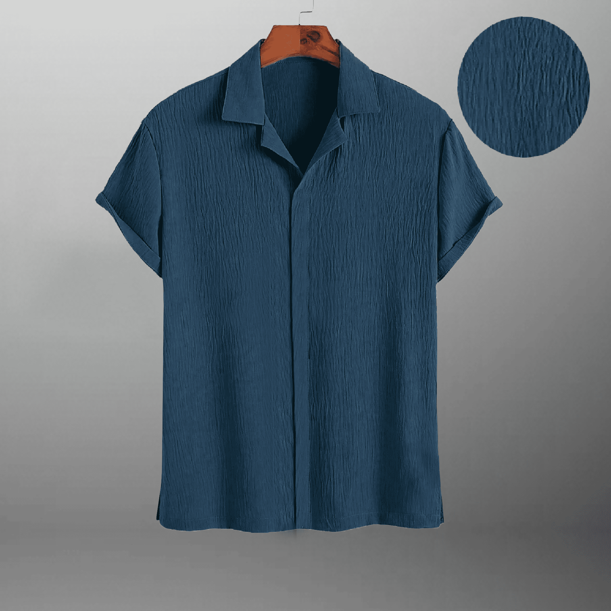 Men's Dark Blue textured shirt-RMS017