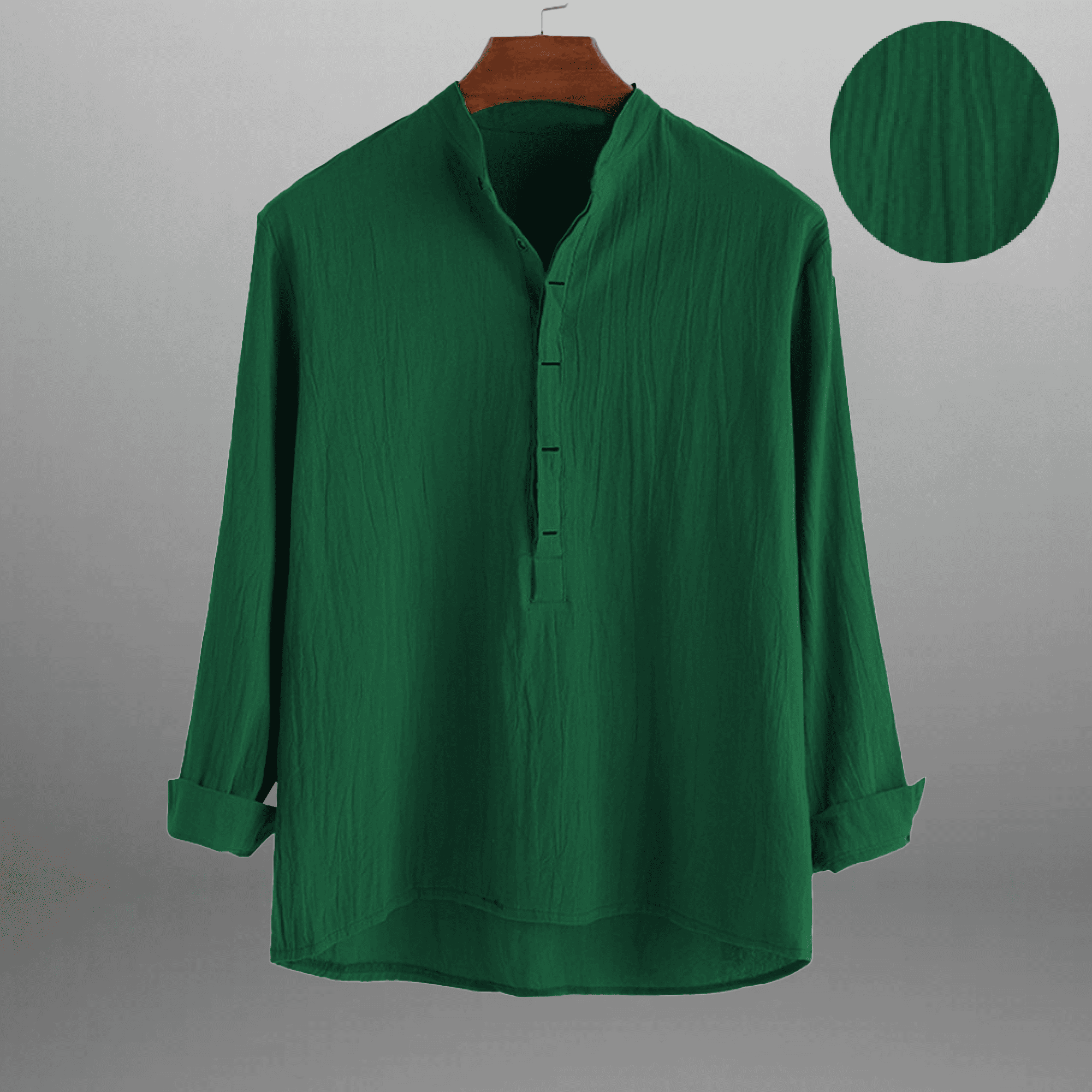 Men's Green T-shirt style textured shirt-RMS013
