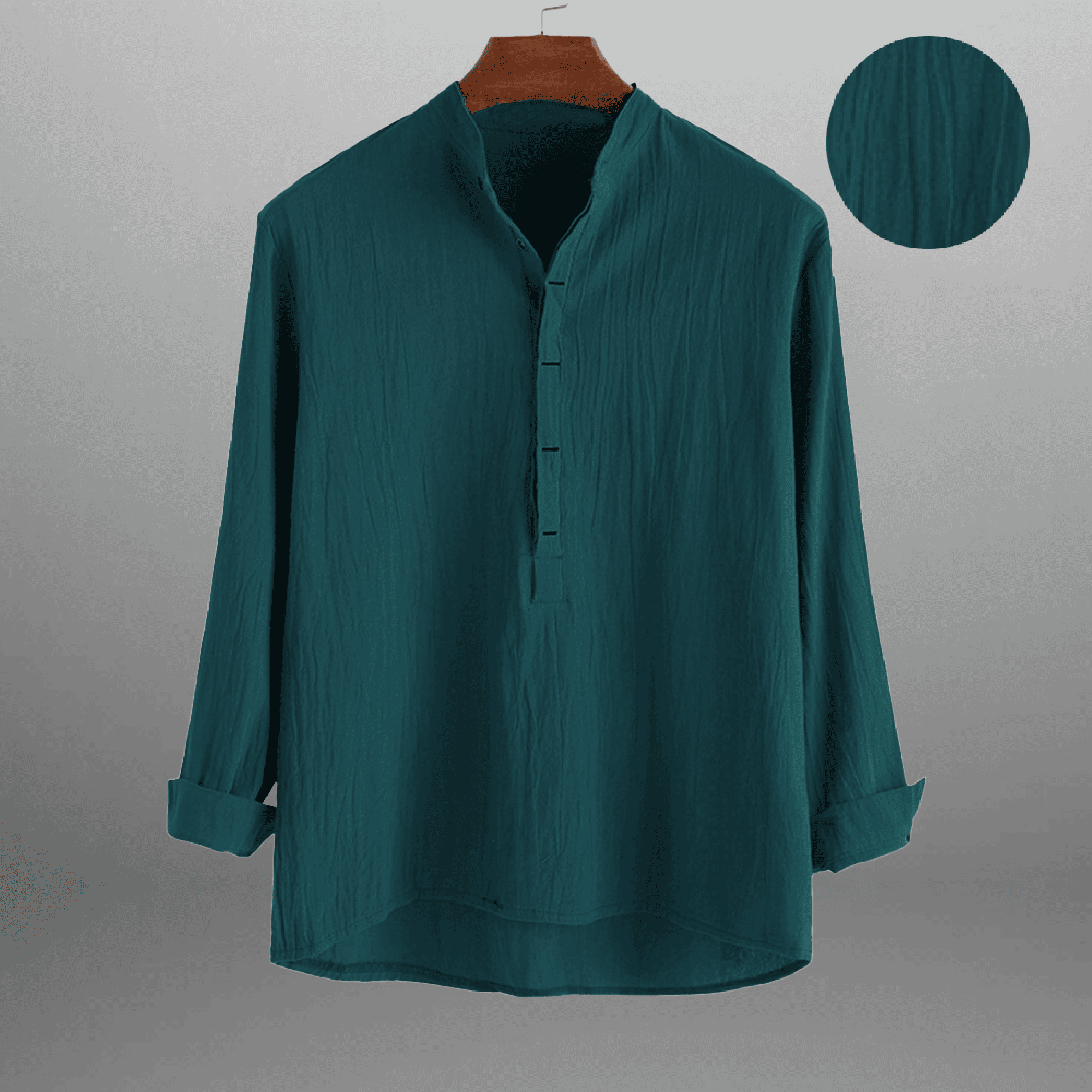 Men's Teal Blue T-shirt style textured shirt-RMS022