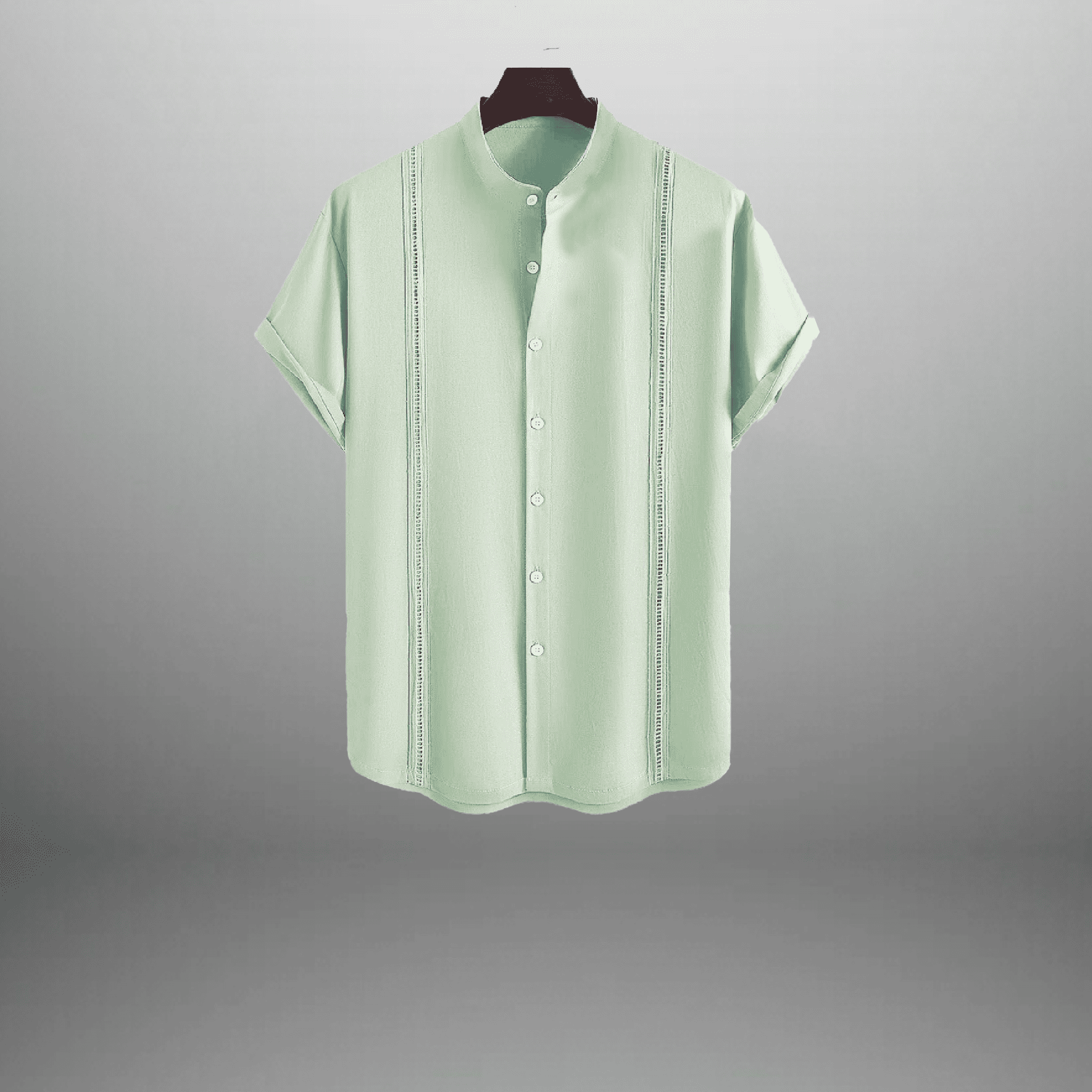 Men's Pista Green Half sleeve shirt with threadwork in the front-RMS010