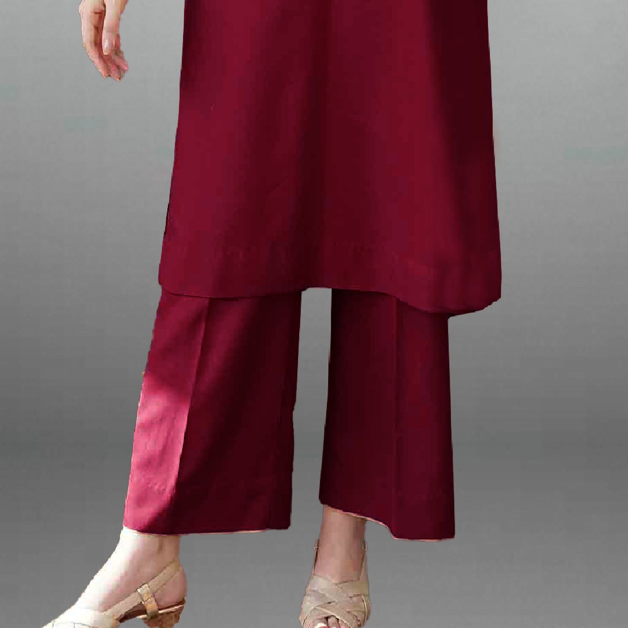 Women's Hot Pink embroidered Kurti with palazzo-RWKS066