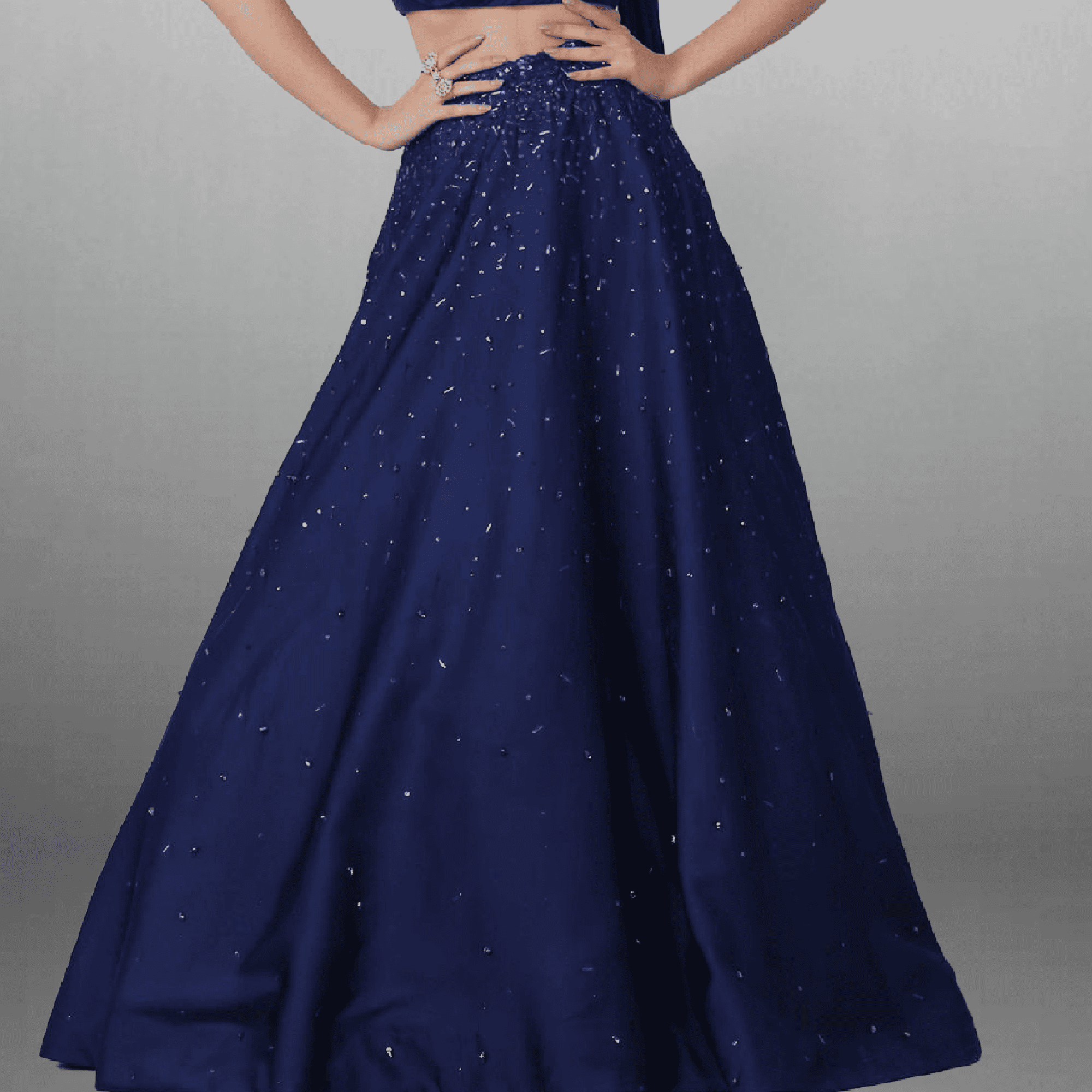 Designer Embellished Royal Blue Lehenga with drapped Dupatta-RFL007