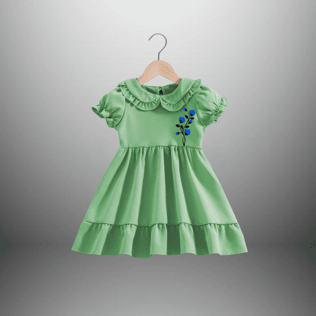 Girl's Mint green dress with peter pan collar-RKFCW511