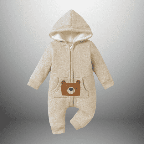 Toddler's light yellow hooded Romper with front zipper-RKFCTT108