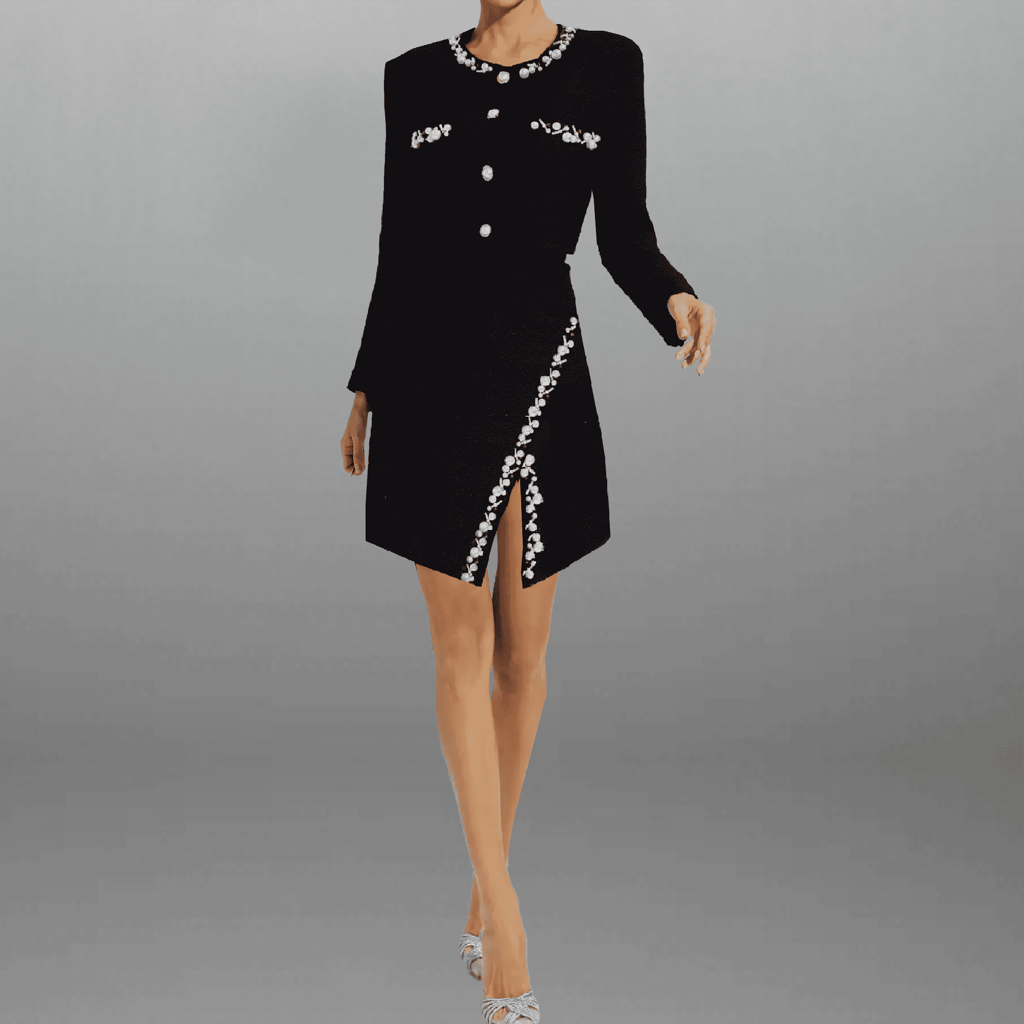 Women's Black two piece set of Skirt & Top with hand work-RTPS001