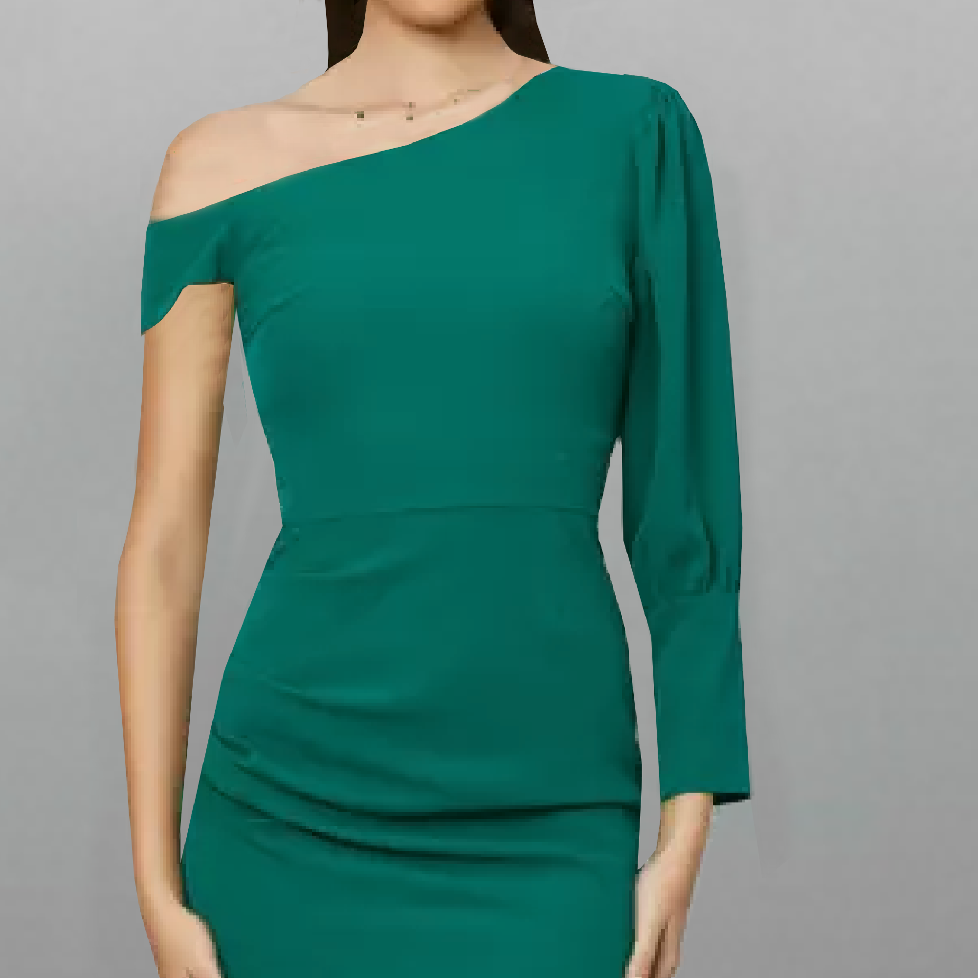 Women's Blue Asymmetric sleeve Bodycon dress-RED069
