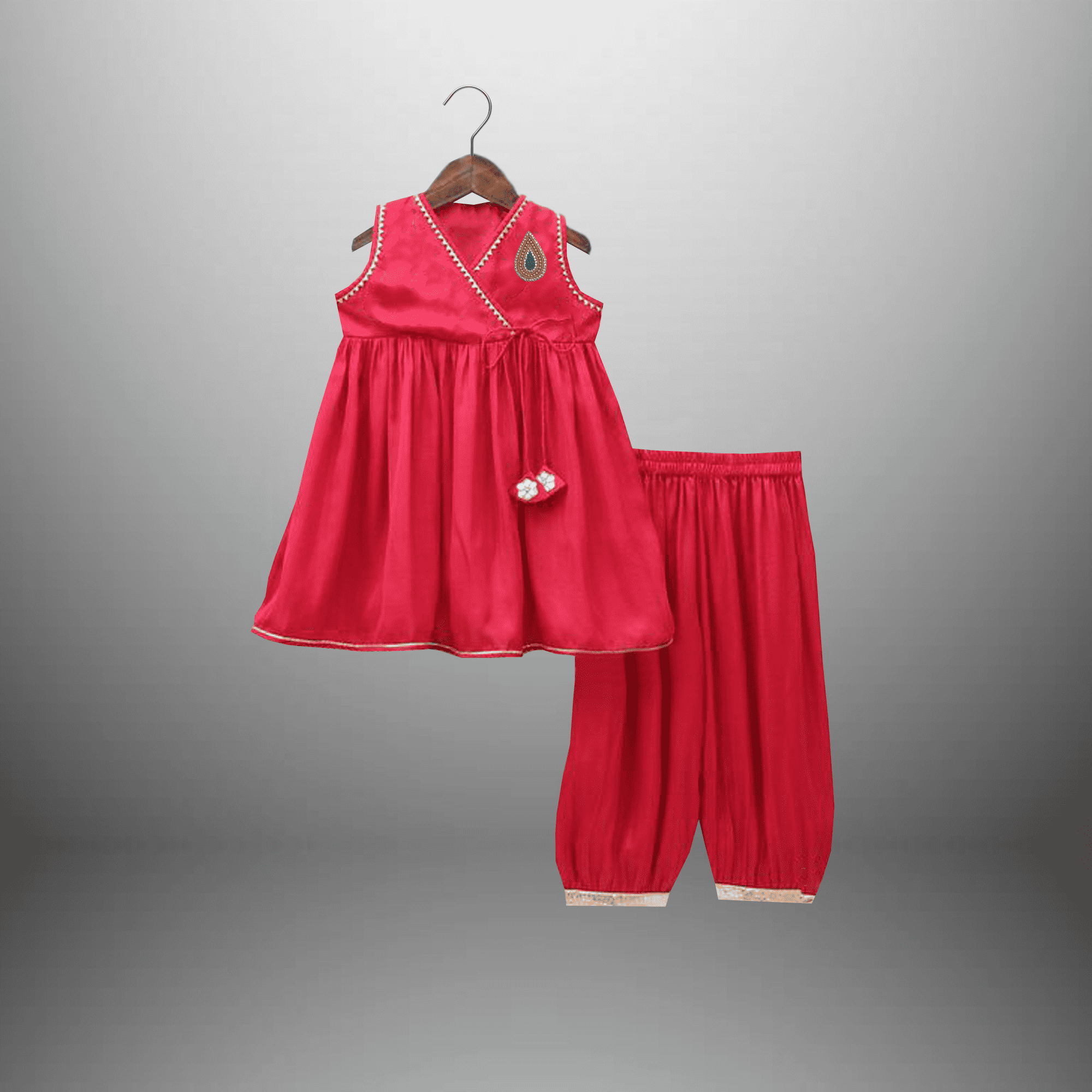 Girl's sleeveless kurti with Dhoti style pant-RKFCW524