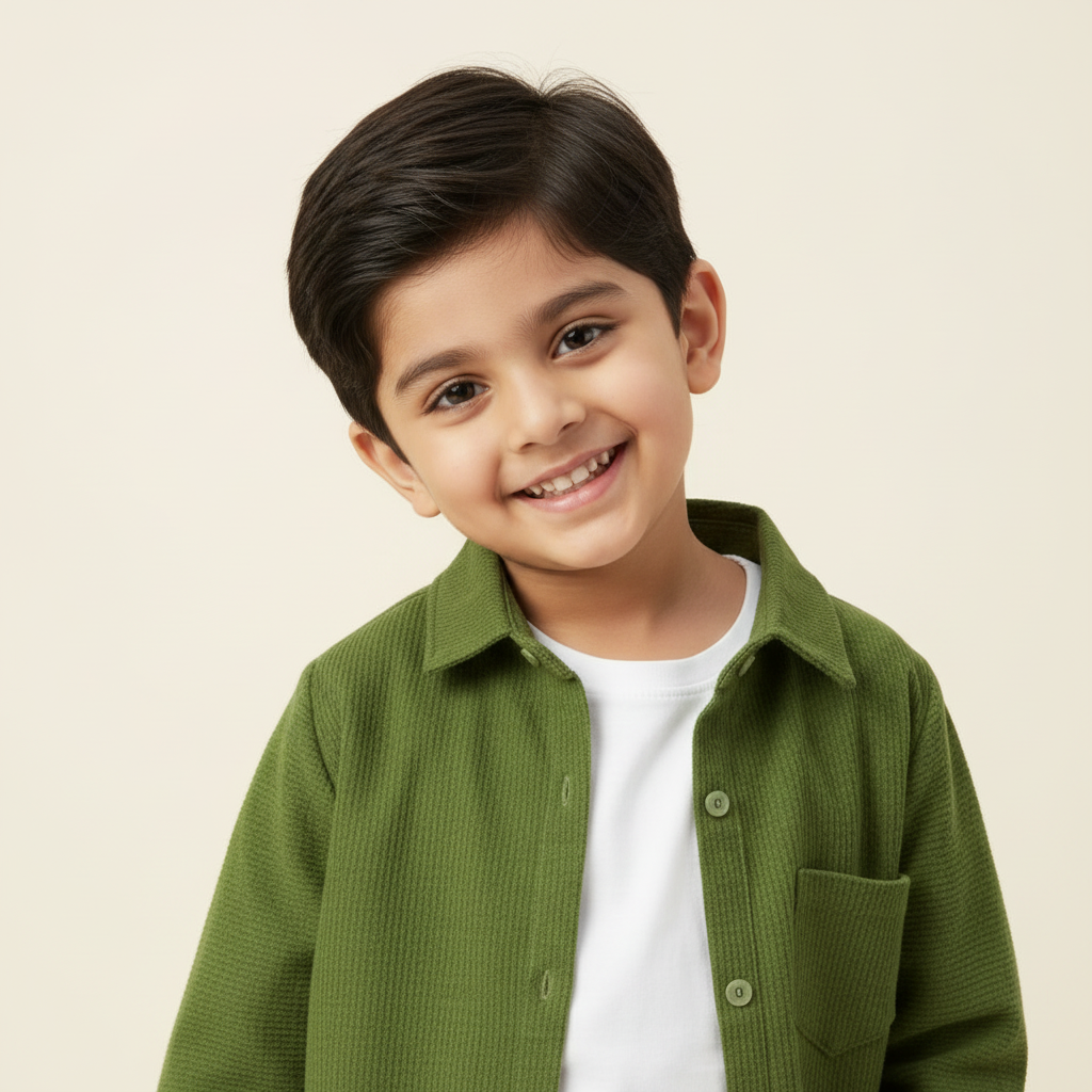 Boy's 3 piece set of Black Cargo pant ,Green shirt and a White T-shirt-RKFCW546 - Image 10