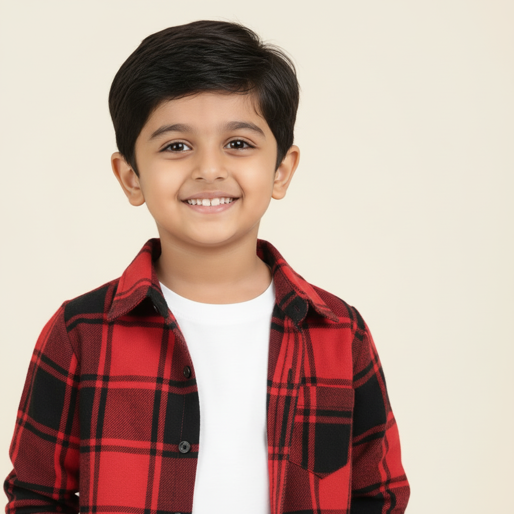 Boy's 3 piece set of Black Cargo pant, Red and Black Checkered shirt and a white T-shirt-RKFCW543 - Image 10