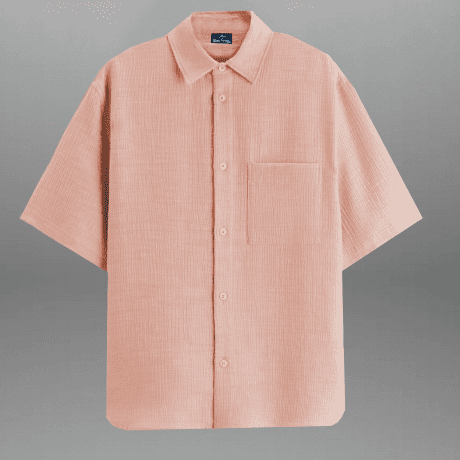 Men's Peach Textured Shirt with a Pocket-RMS049