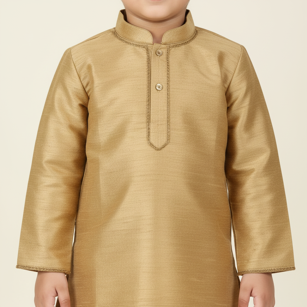 Toddler's 2 piece set with golden kurta and dhoti -RKFCTT119 - Image 5