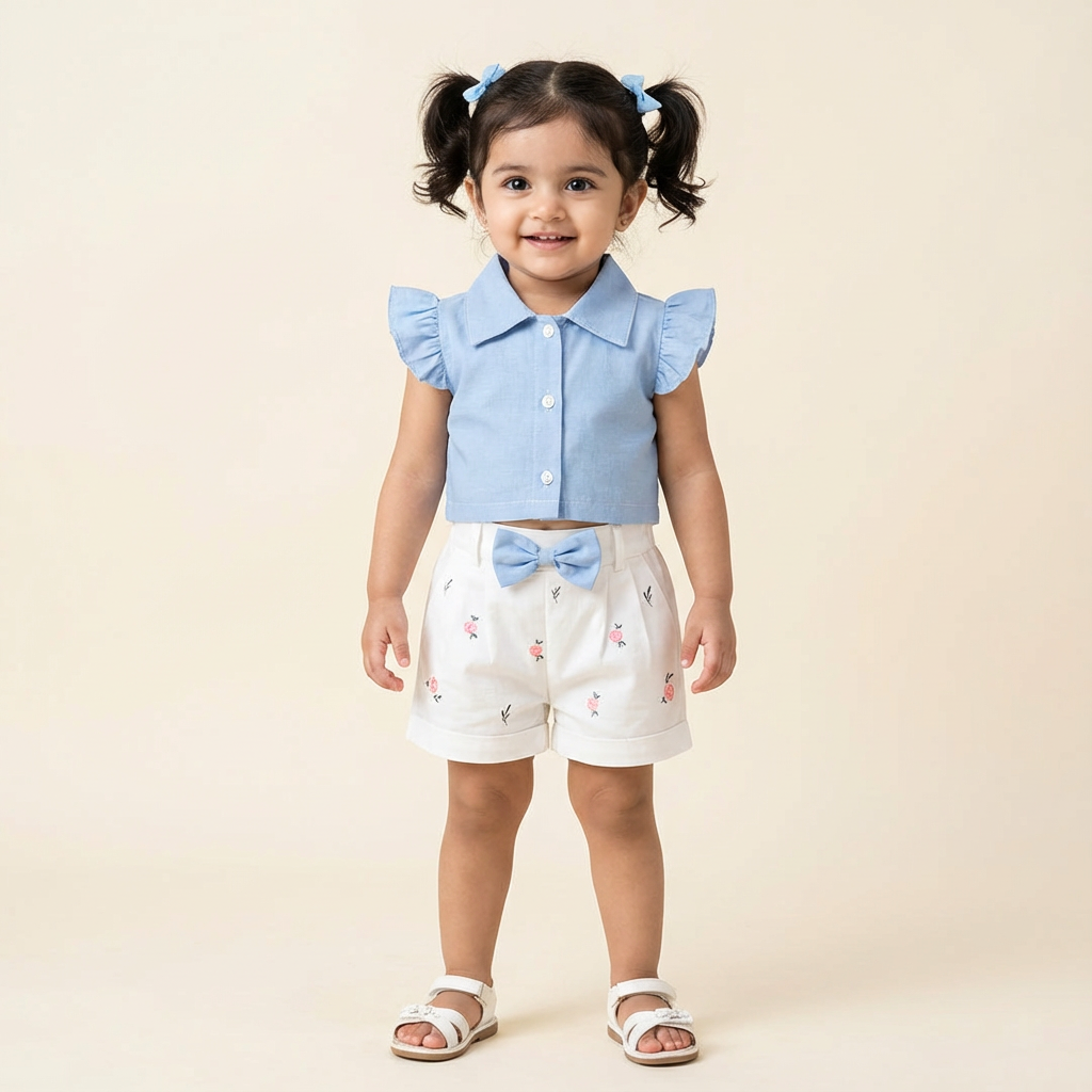 Girl's two piece set of top with shorts - RKFCW571