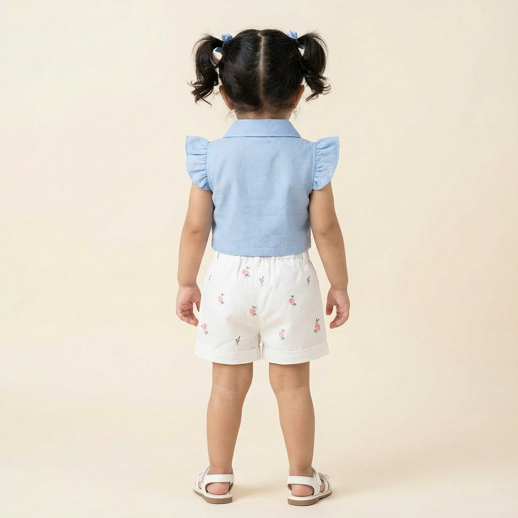 Girl's two piece set of top with shorts - RKFCW571 - Image 5