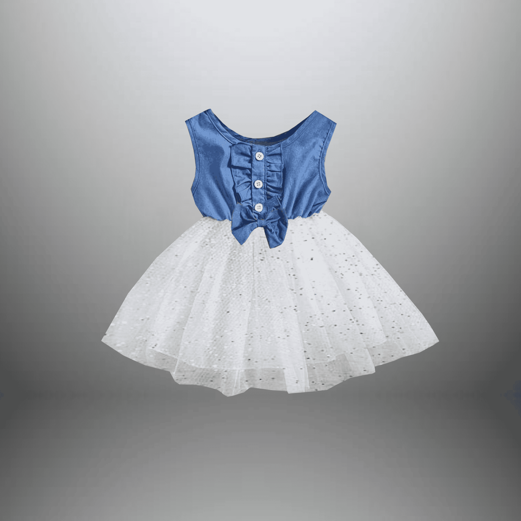 Girl's casual cute sleeveless dress with a bow - RKFCW573