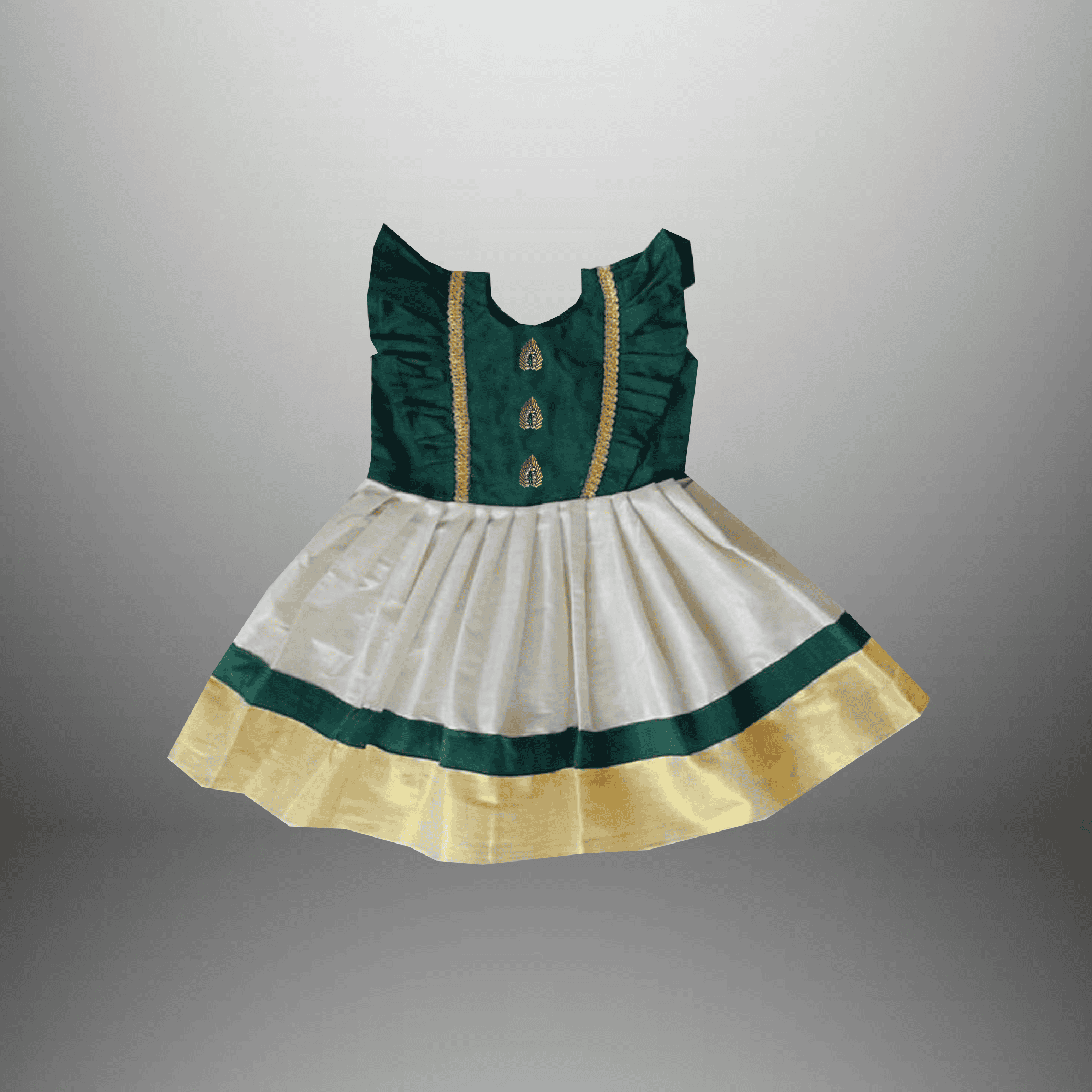 Girl's two colored pretty festive wear dress - RKFCW570