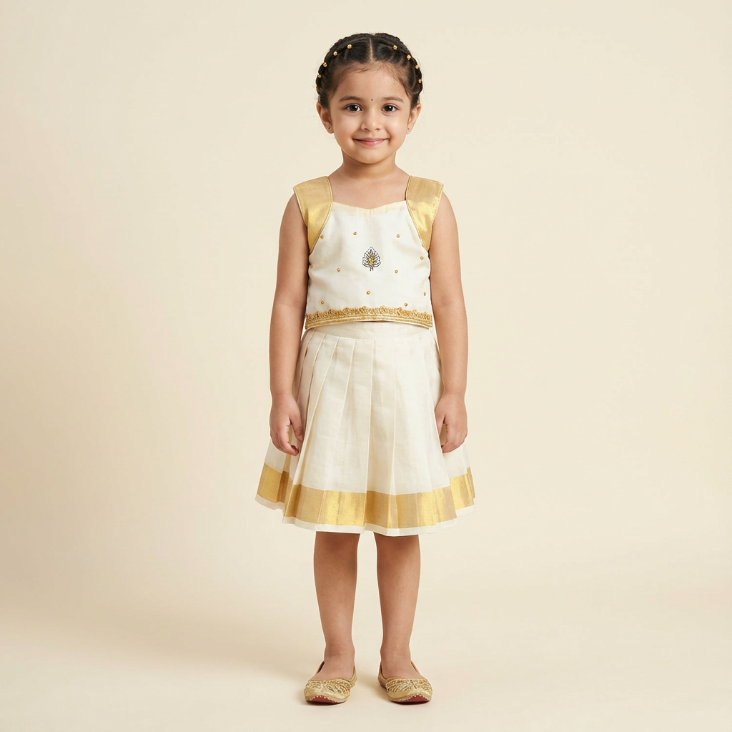 Girl's long skirt and sleeveless blouse for festive look-RKFCW567