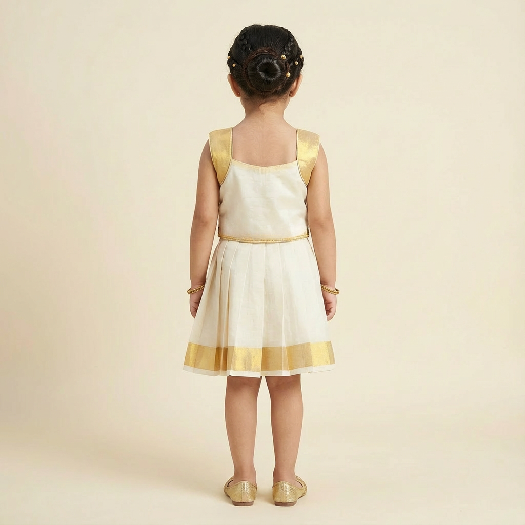 Girl's long skirt and sleeveless blouse for festive look-RKFCW567 - Image 4
