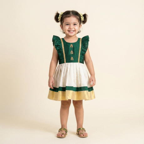Girl's two colored pretty festive wear dress - RKFCW570