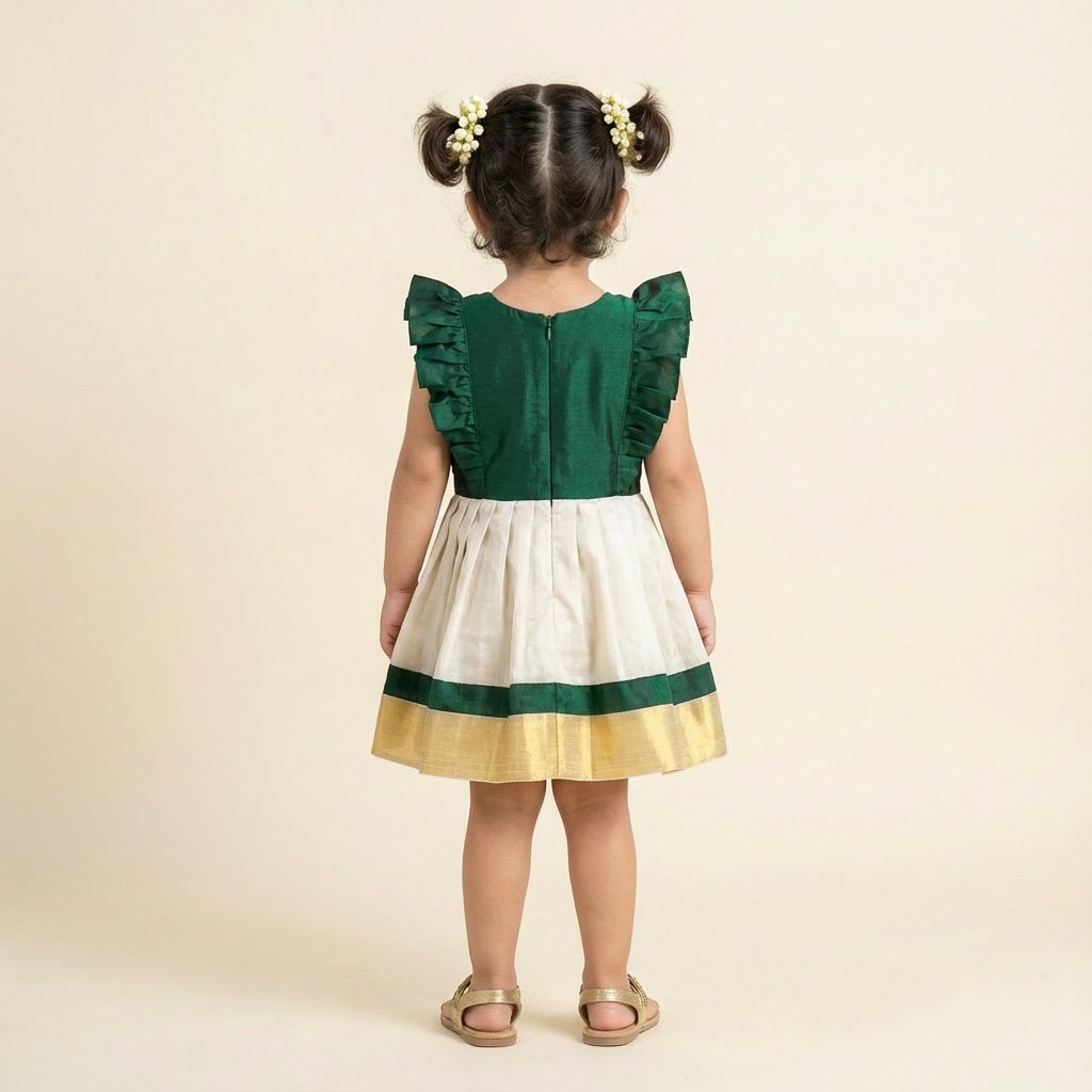 Girl's two colored pretty festive wear dress - RKFCW570 - Image 5