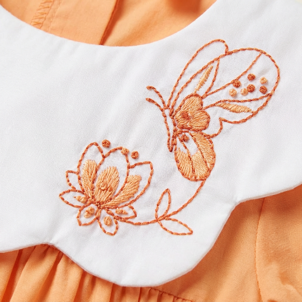 Girl's peach colour casual dress with a free hairband - RKFCW572 - Image 5