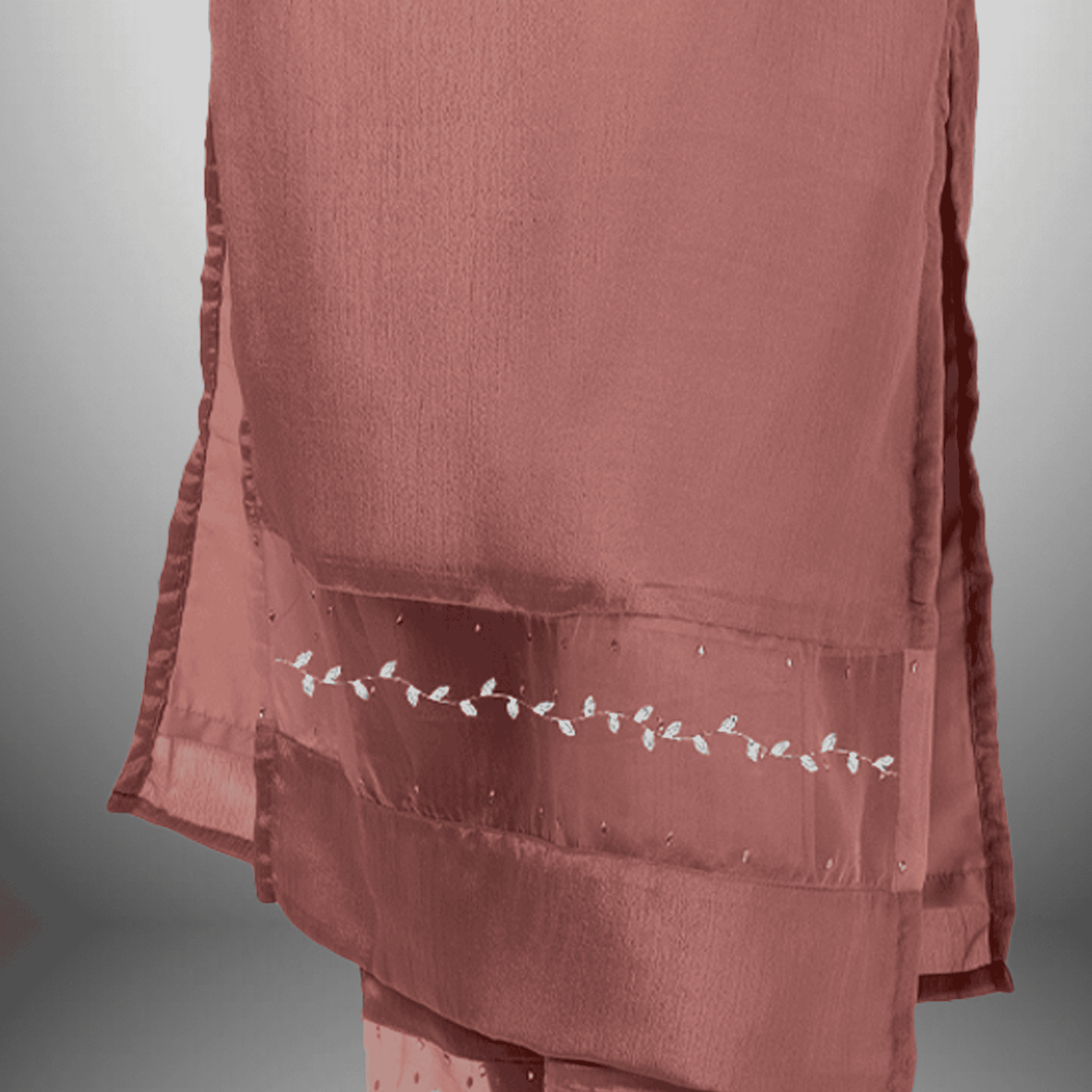 Women's  Light Mahogany Pearl neckline embellished kurti with Pant - RWKS105