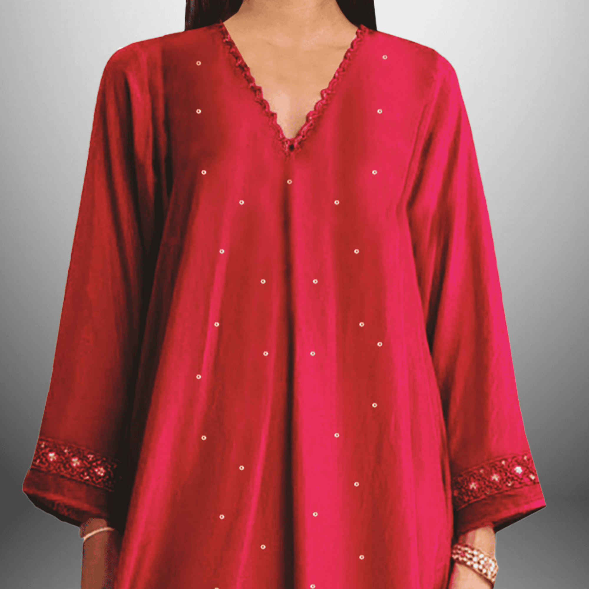 Women's Pretty Pink sequince & lace embellished Kurti with pant -RWKS089